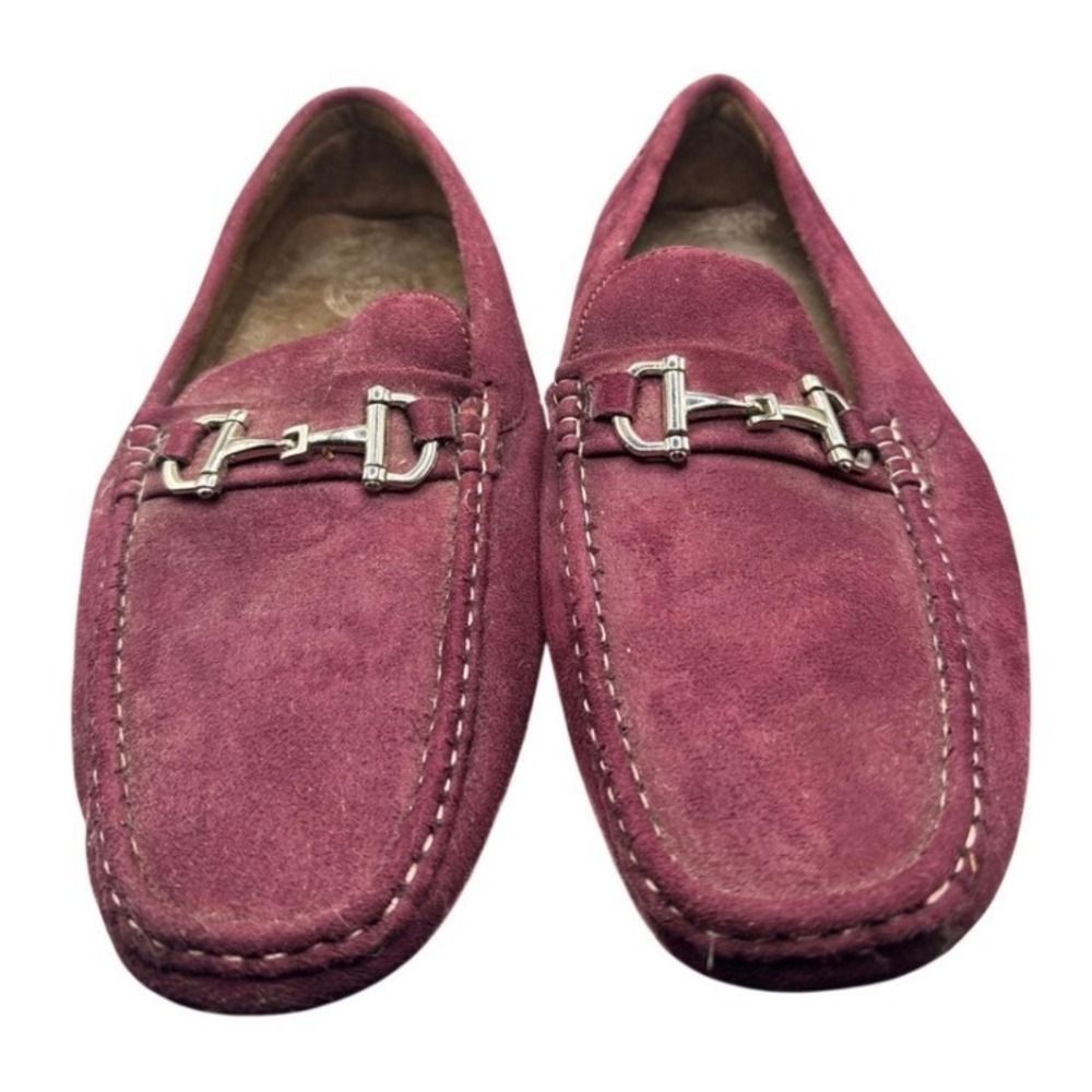 Amali Mens Burgundy Faux Suede Bit Driving Moccasins Loafers Shoes Slip On